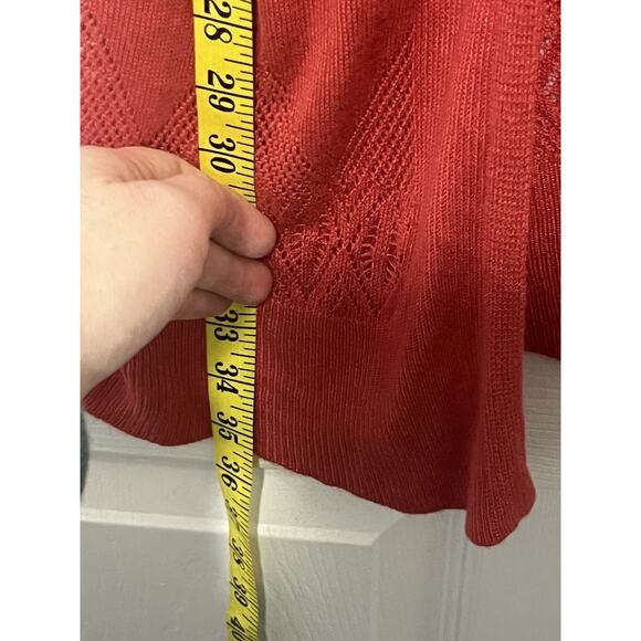 Loft Outlet Cardigan Orange 3/4 sleeve cutout lightweight Shawl Size Medium - Picture 5 of 7
